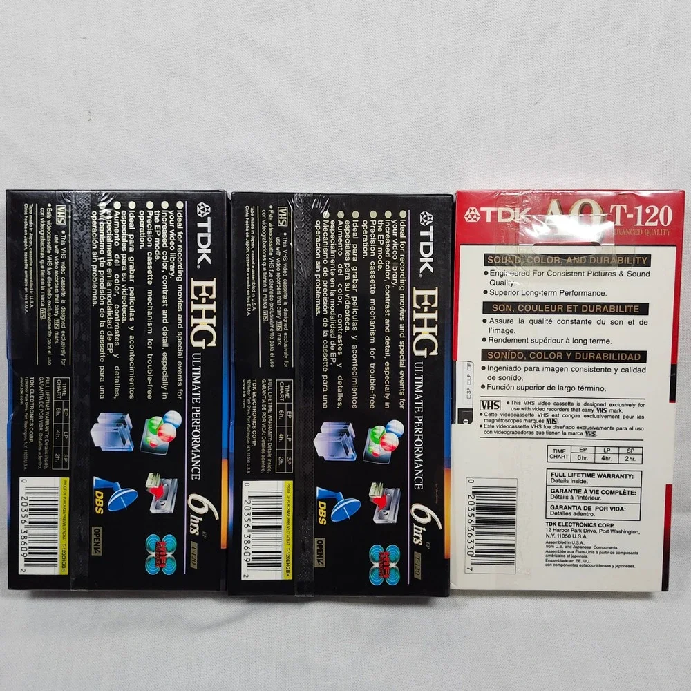 TDK VHS T 120‎ AQ EHG Ultimate Performance Blank Recording Tapes Lot Of 3
